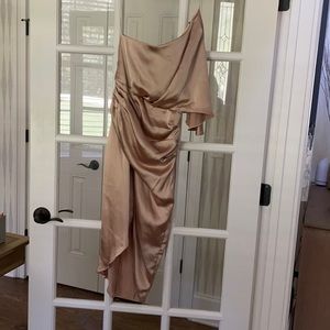 DO + BE One Shoulder Satin Dress